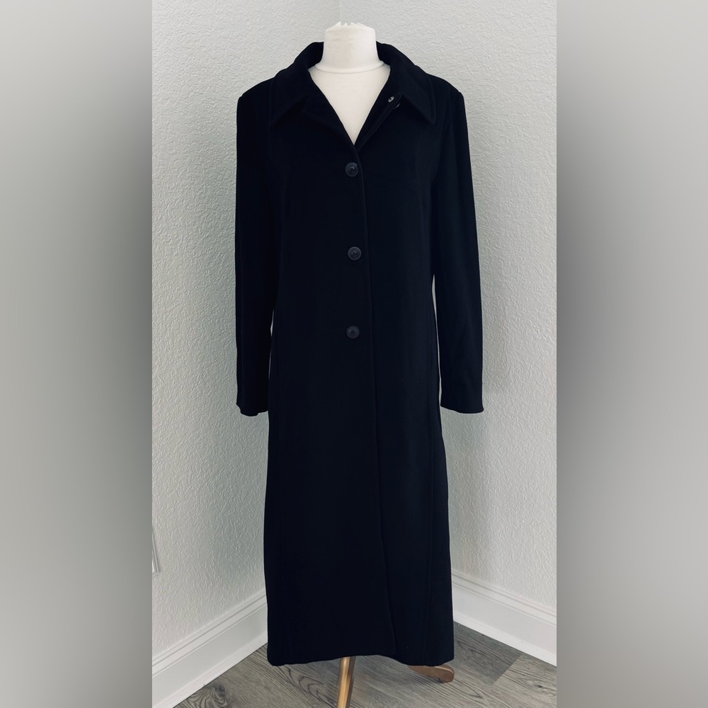 L.L. Collezioni Italia 100% Cashmere Black Long Coat MADE IN ITALY Size 10 $2800